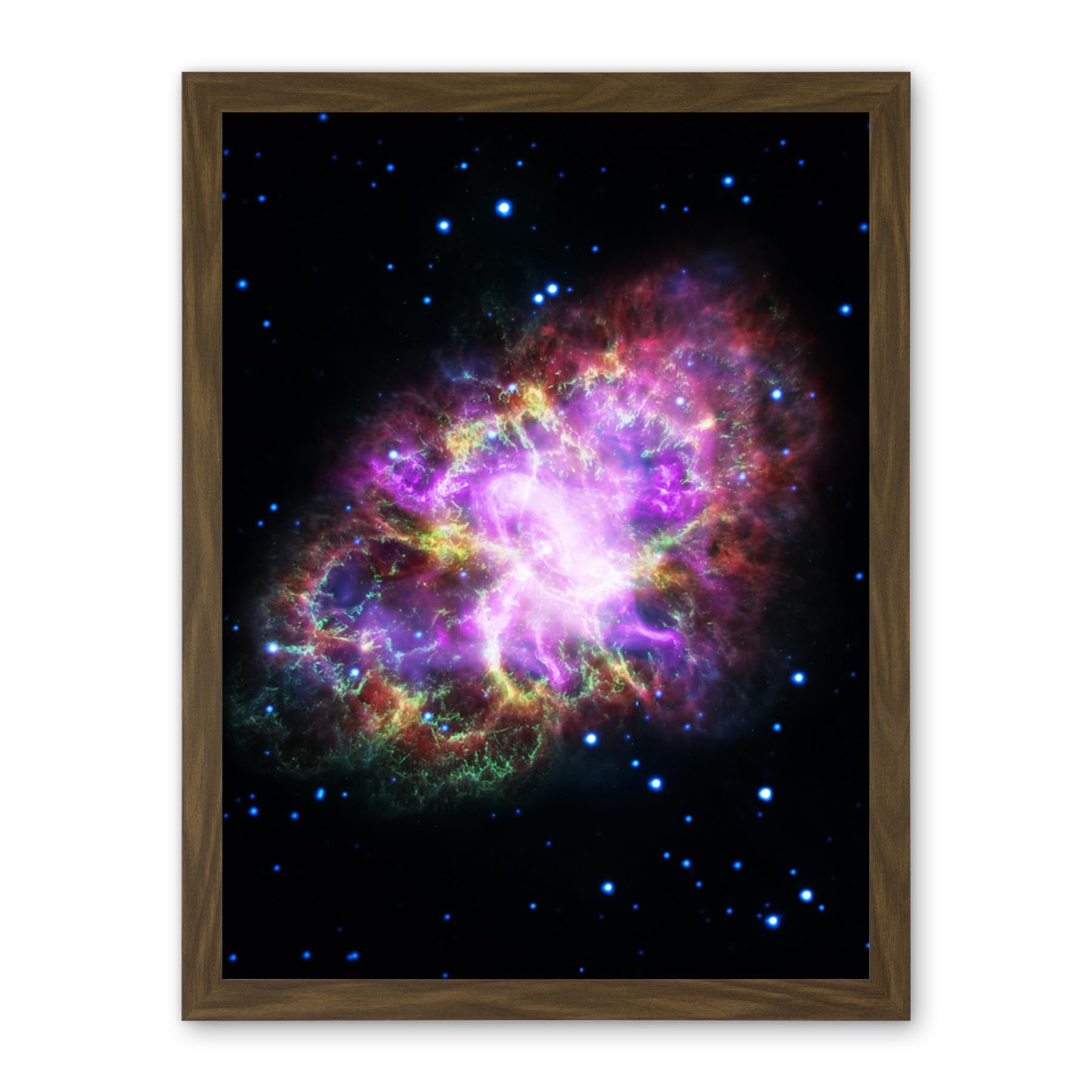 Artery8 Hubble Space Telescope Image Multiwavelength Crab Nebula Detailed Composite From VLA Spitzer Hubble XMM-Newton And Chandra X-Ray Observatory Artwork Framed Wall Art Print 18X24 Inch