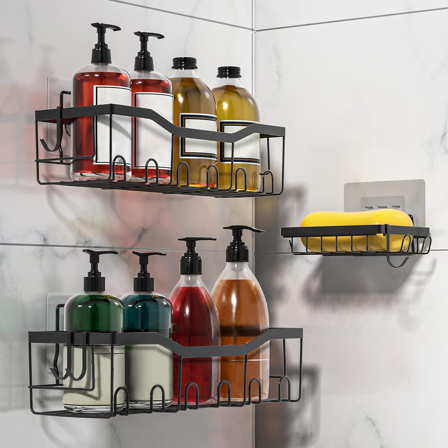 Shower Caddy,Adhesive Shower Organizer,Rustproof Stainless