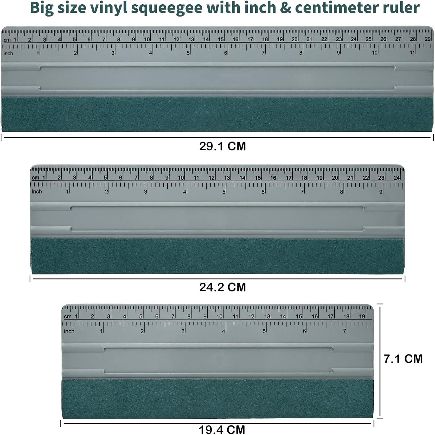 EHDIS Large Vinyl Squeegee Window Tint Tool 3PCS Big Size Felt Edge Wrap Scraper for Vinyl Graphic Decal Car Wrapping Applicator Wallpaper Smoothing (Grey)