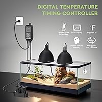 Vista 3 de Reptile Thermostat, Light Timer for Temperature and Lighting Control, Day-Night Timer Thermostat with Reptile Thermometer for UVB Light, Heat Lamp