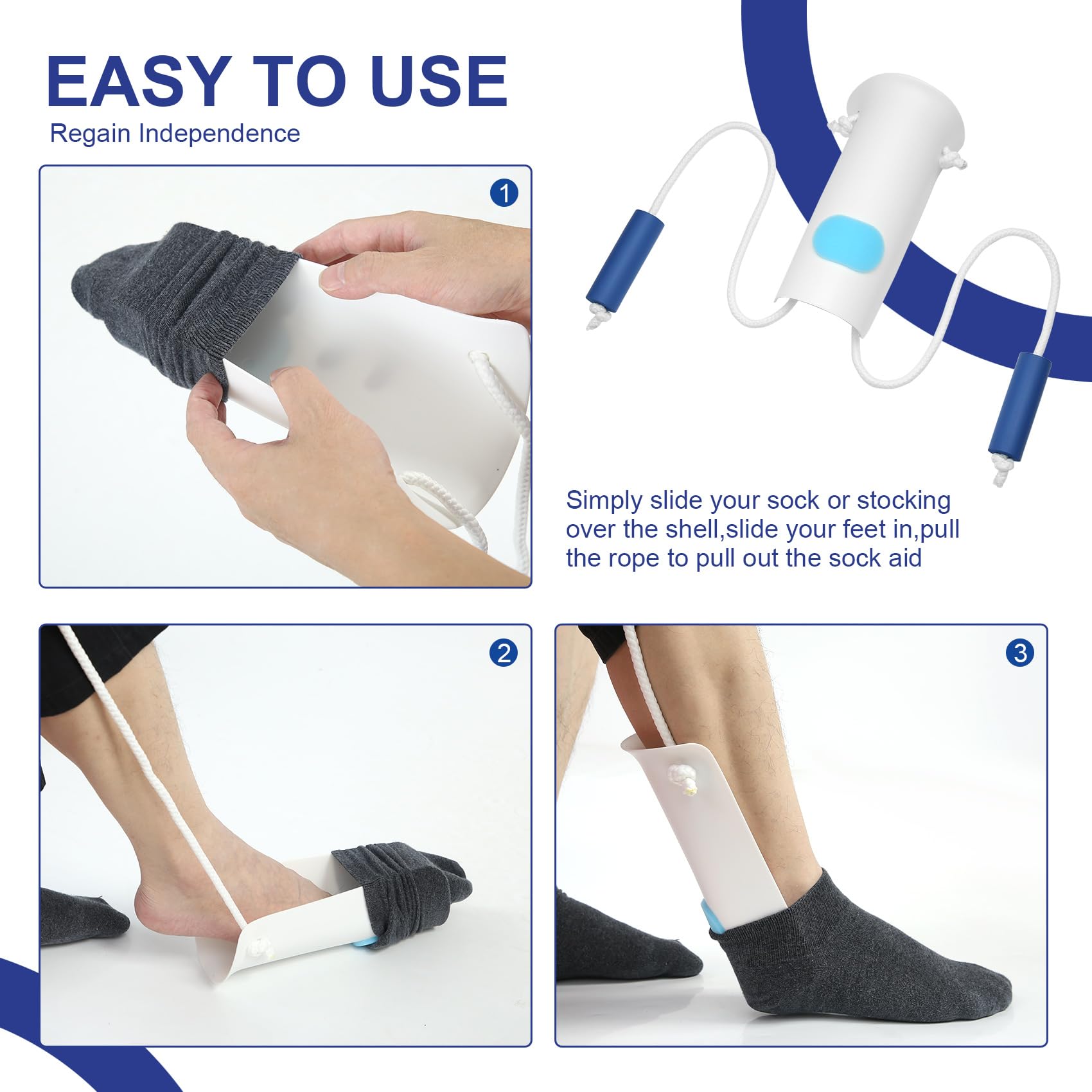 5 piezas de ayuda de recuperación de reemplazo de cadera, ayudas de calcetines para poner y quitar calcetines, kit de cadera con agarrador, dispositivo de ayuda para calcetines, levantador de
