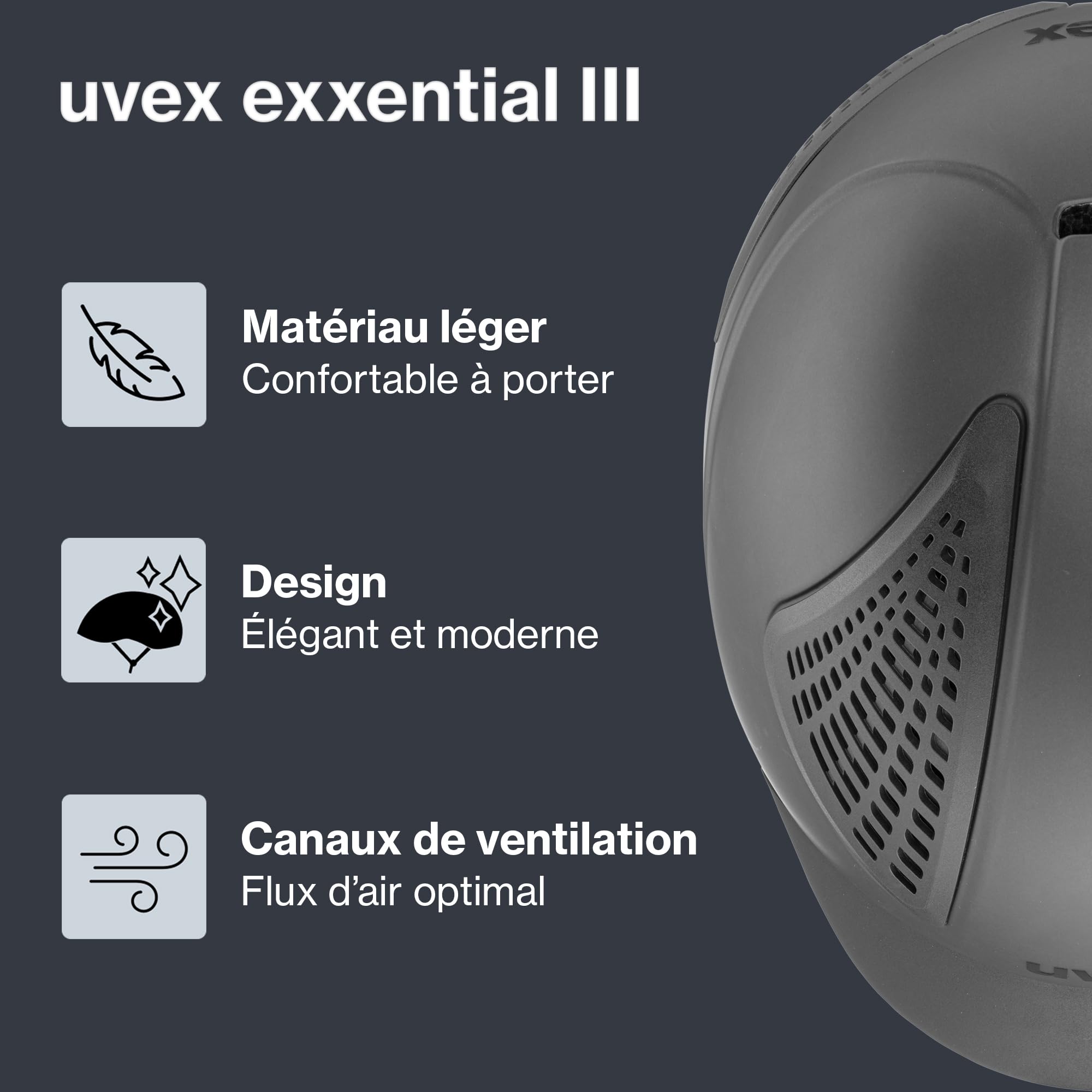 uvex exxential III Casque d'équitation léger Ajustement Individuel
