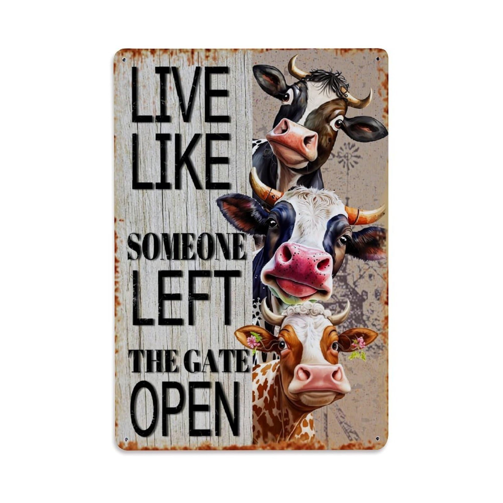 Jdfenggu Vintage Cow Faces Background Text Retro Metal Tin Sign, Decor Art Poster For Bar, Home, Man Cave, Kitchen, Laundry Room Gift 8X12inch
