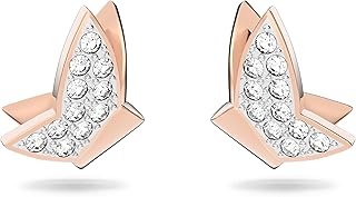 Lilia stud earrings, Butterfly, White, Rose-gold tone plated