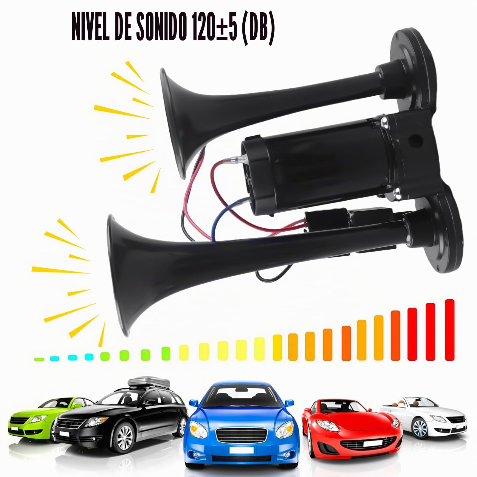 Bocina de camión 12 V klaxon de aire klaxon de camión klaxon de coche súper potente doble tubo kit de bocina de aire con compresor para camiones de coche 12 V motocicletas coche, etc