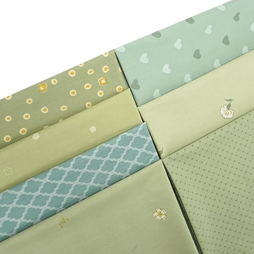 Miniatura 4 de Qililandiy Paquete de 7 piezas de tela para acolchar y hacer manualidades (verde)