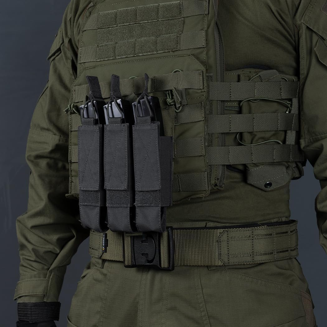 IDOGEAR Triple Mag Pouches Tactical Magazine Pouch Molle Open Top Kriss Mag Pouch for MP5 Magazines