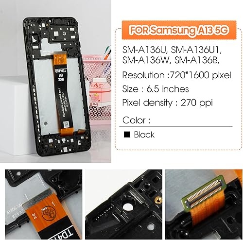 Miniatura 2 de Pantalla para Samsung Galaxy A13 5G Reemplazo de pantalla para Samsung A136 Pantalla LCD SM-A136U, SM-A136W, SM-A136B Pantalla táctil Digitalizador