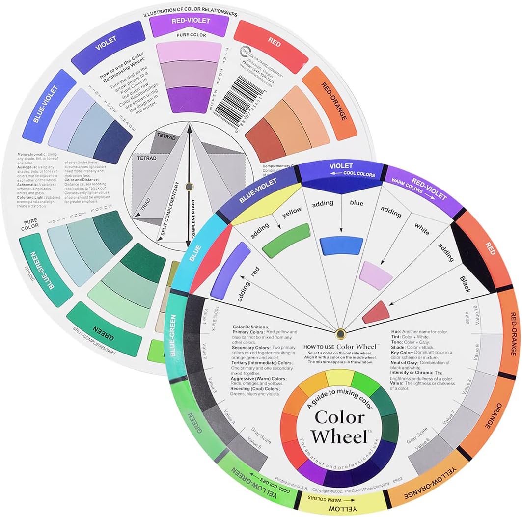 Roue Chromatique - Disque Cercle Des Couleurs Diamètre 23.5 Cm - Outil Mélange Couleurs Pour Artistes, Décorateurs, Étudiants