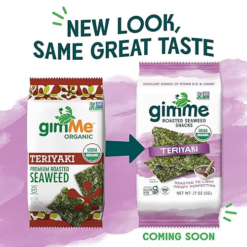 Miniatura 2 de gimMe - Teriyaki - 4 unidades - Hojas de algas tostadas orgánicasKeto, vegano, sin gluten - Gran fuente de yodo y Omega 3 - Snack saludable para