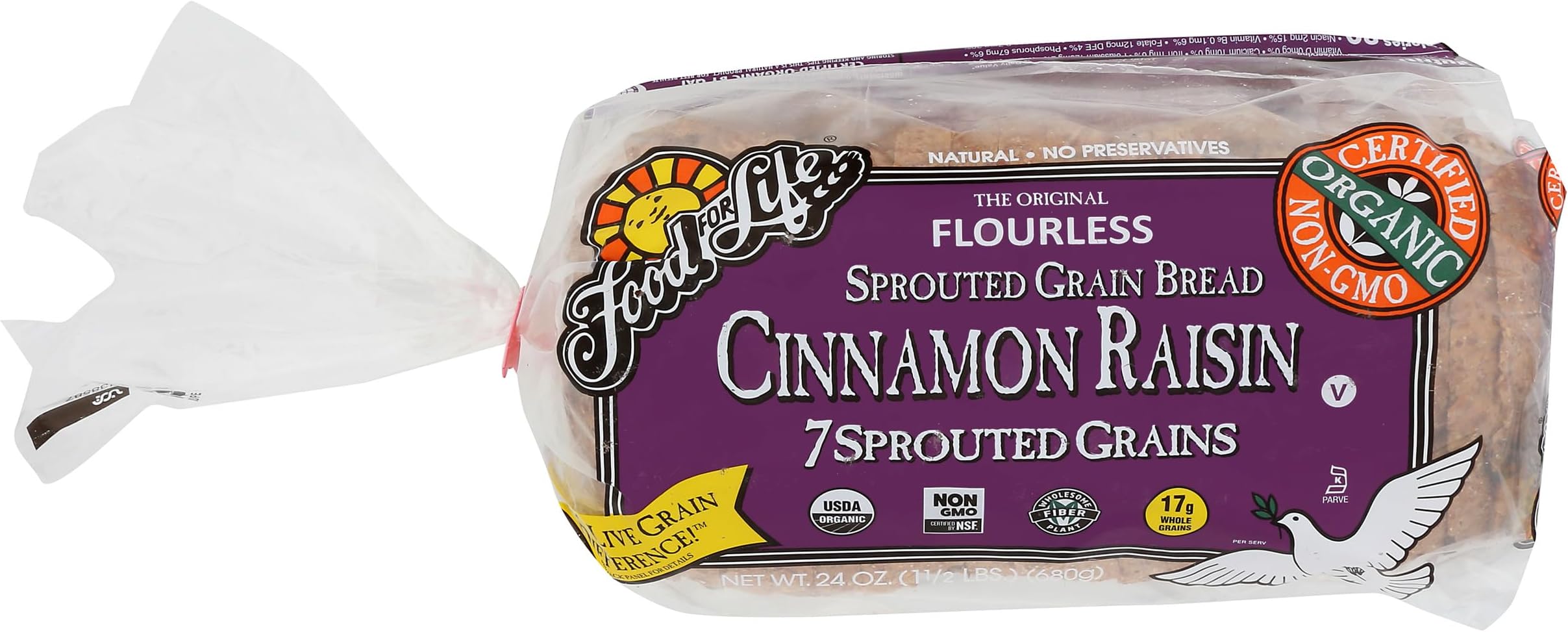 Organic Cinnamon Raisin Sprouted Wheat Bread, 24 OZ