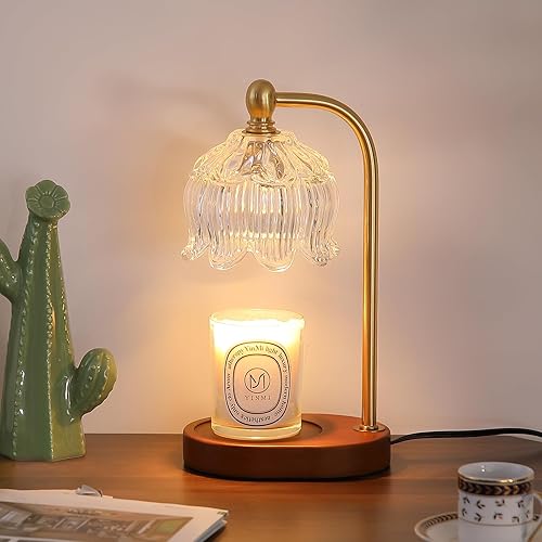 Candle Warmer Lamp with Timer Dimmable,Antique Brass Candle Lamp,Wax Melt Warmer Light for Jar Candles,Mother's Day/Birthday/Christmas Gifts for Mom/Wife,Home Decor Lamp,with 2 Bulbs