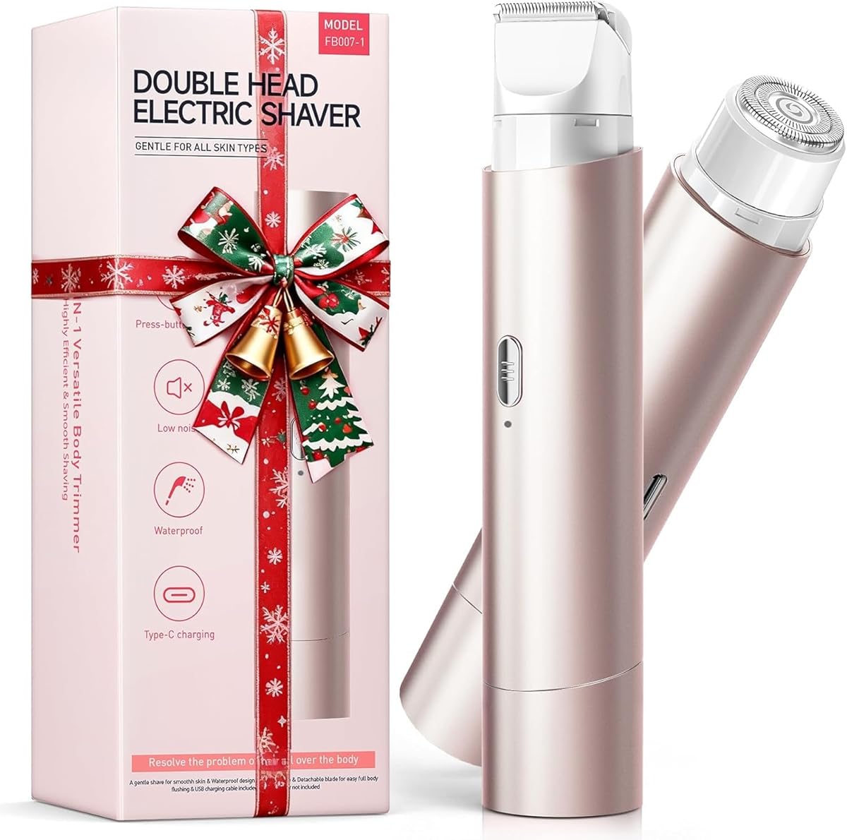 Bikini Trimmer for Women,Shaver with Dual Heads for Body Pubic Hair,Electric Razors for Women,Facial Razor for Travel,IPX7 Waterproof,Smooth Ceramic Blade for Underarm Body Leg Face