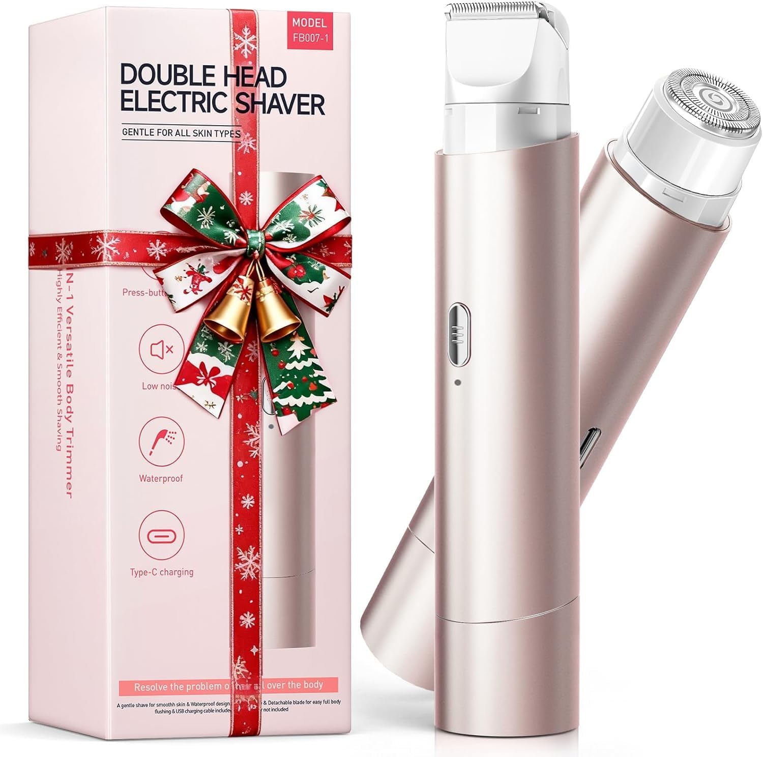 Bikini Trimmer for Women,Shaver with Dual Heads for Body Pubic Hair,Electric Razors for Women,Facial Razor for Travel,IPX7 Waterproof,Smooth Ceramic Blade for Underarm Body Leg Face
