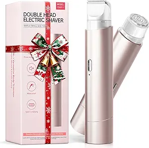 Bikini Trimmer for Women,Shaver with Dual Heads for Body Pubic Hair,Electric Razors for Women,Facial Razor for Travel,IPX7 Waterproof,Smooth Ceramic Blade for Underarm Body Leg Face
