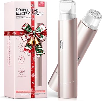 Bikini Trimmer for Women,Shaver with Dual Heads for Body Pubic Hair,Electric Razors for Women,Facial Razor for Travel,IPX7 Waterproof,Smooth Ceramic Blade for Underarm Body Leg Face