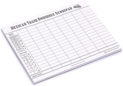 Vista 3 de Yellow Mountain Imports Cuadro de puntuación de dominó de tren mexicano - 50 hojas