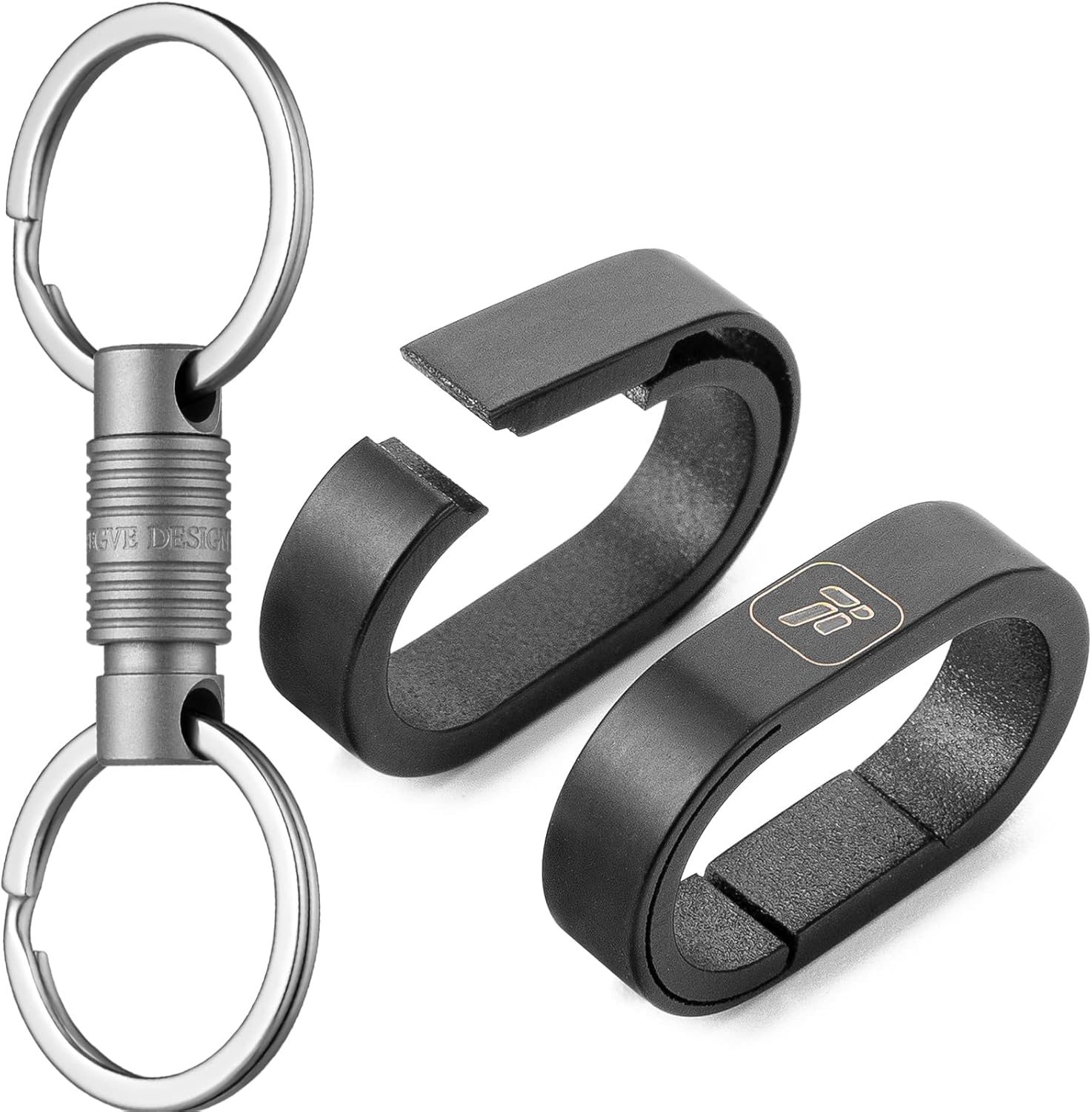 FEGVE Titanium Key Chain Rings with 2 Stainless Steel Key