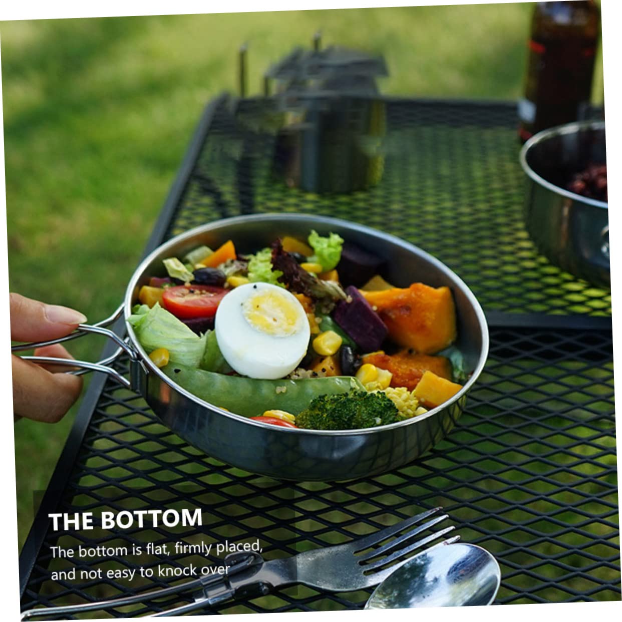 Toddmomy 5pezzi Ciotola Rotonda in Acciaio Inox per Campeggio Picnic e Barbecue Set di Stoviglie da Esterni Utensile da Cucina Durevole e Facile da Pulire