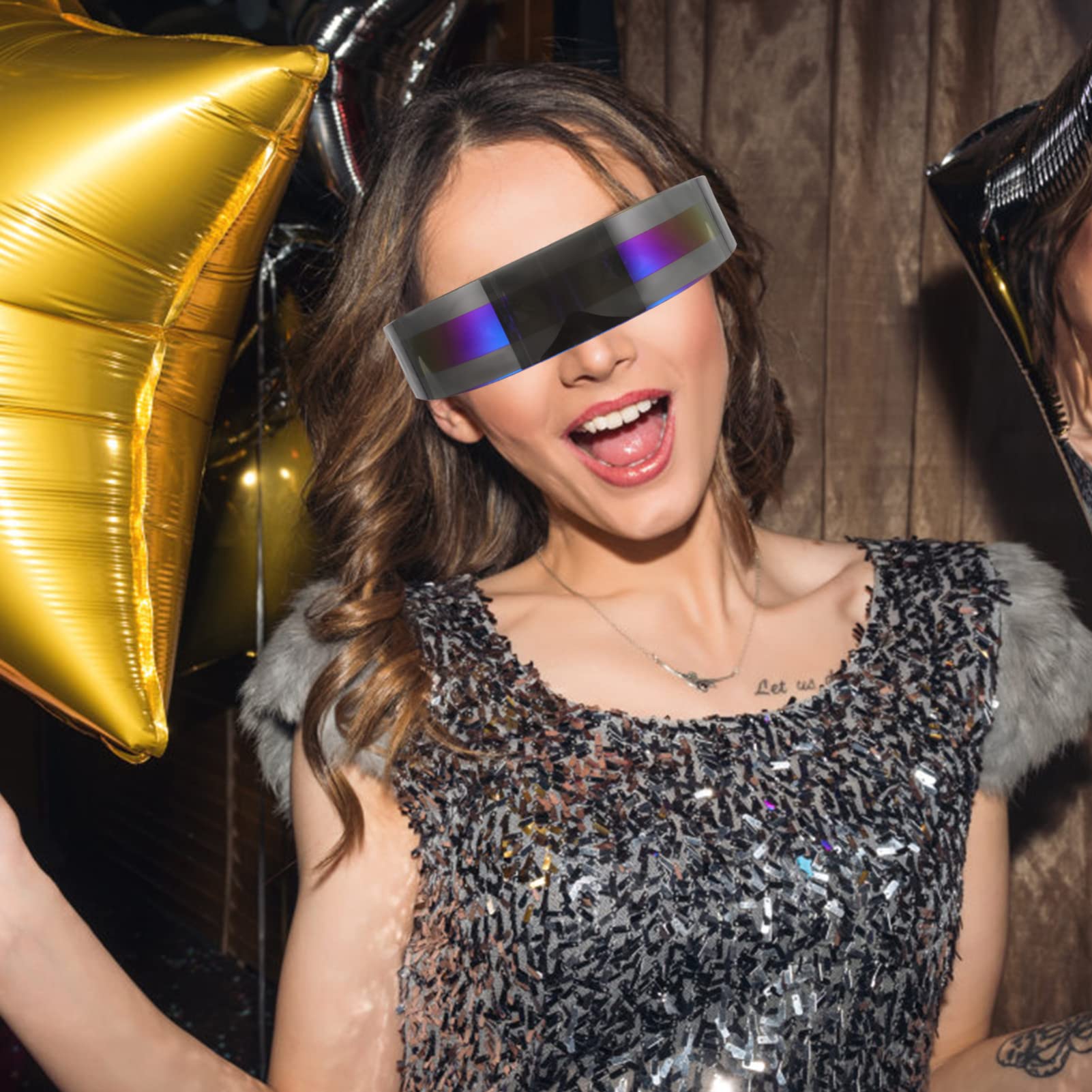GALPADA 10piezas Gafas Translucidas Divertidas Para Fiestas Accesorios De Fiesta Cibernética Lentes Estilo Futurista Para Festivales y Eventos Sociales