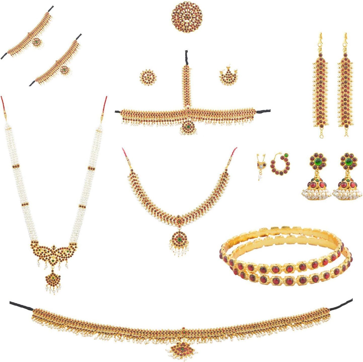 Women's Bharatanatyam Full Set (10 Items) Multi-Colour