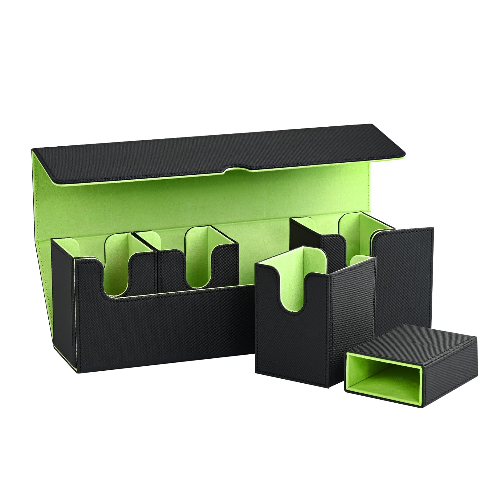 UAONO Card Deck Box with Dice Tray for MTG, 5 in 1 Card Deck Case Holds 800+ Unsleeved Cards, Strong Magnet Organizer Compatible with Yugioh TCG