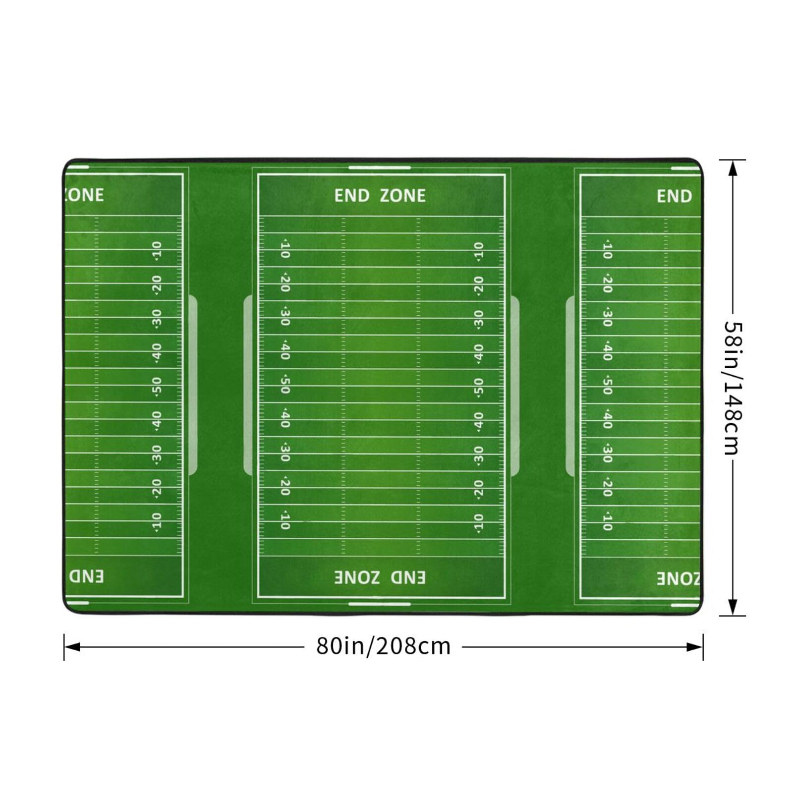 Zona de fútbol, Alfombra Grande Antideslizante para Sala de Estar o Dormitorio, 208 x 148 cm.