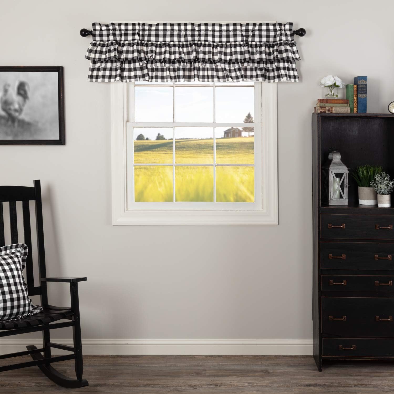 VHC BrandsAnnie Buffalo Check Curtain, Valance 16x60, Black