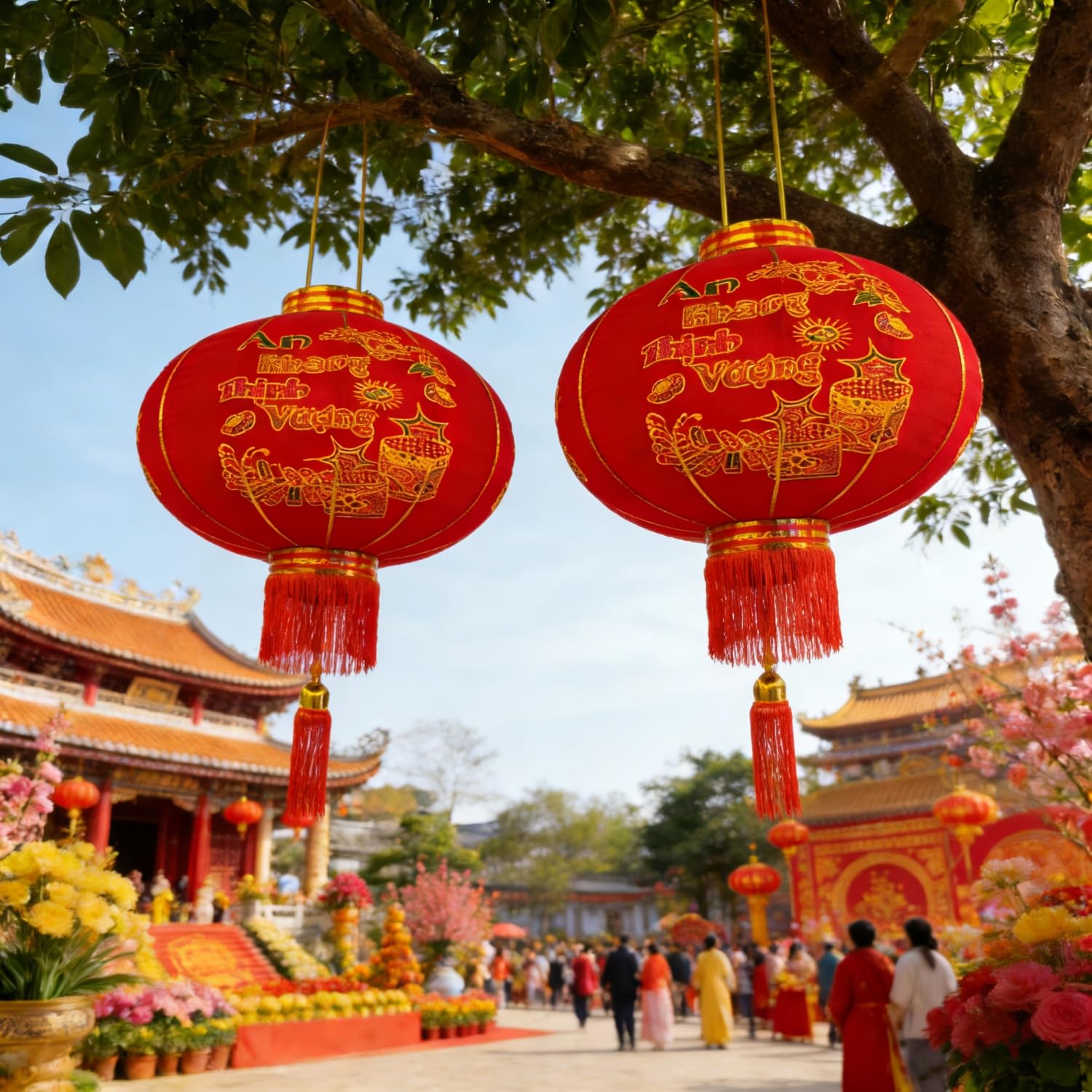 Amazon.com: KYMY Vietnamese New Year Red Hanging Lanterns – Set of