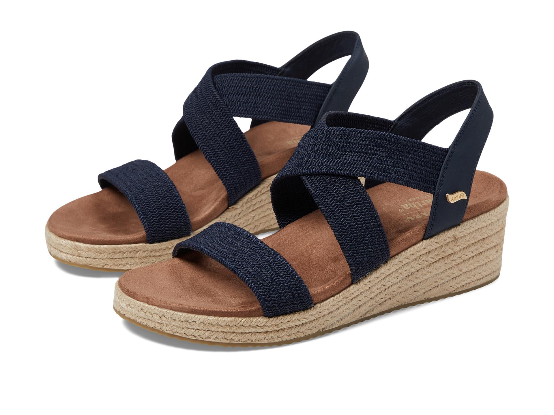 Skechers Ladies Navy Wedge Sandals SKECHERS SUMMER SKIPPER OPTIC