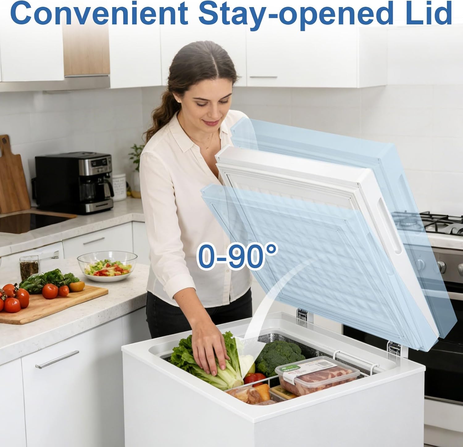 1.8 Cu.Ft Chest Freezer with 7 Temperature Settings, Quiet Compact Deep Freezer with Removable Basket, Mini Freestanding Freezer for Apartment, Kitchen, RV, Office, Restaurant