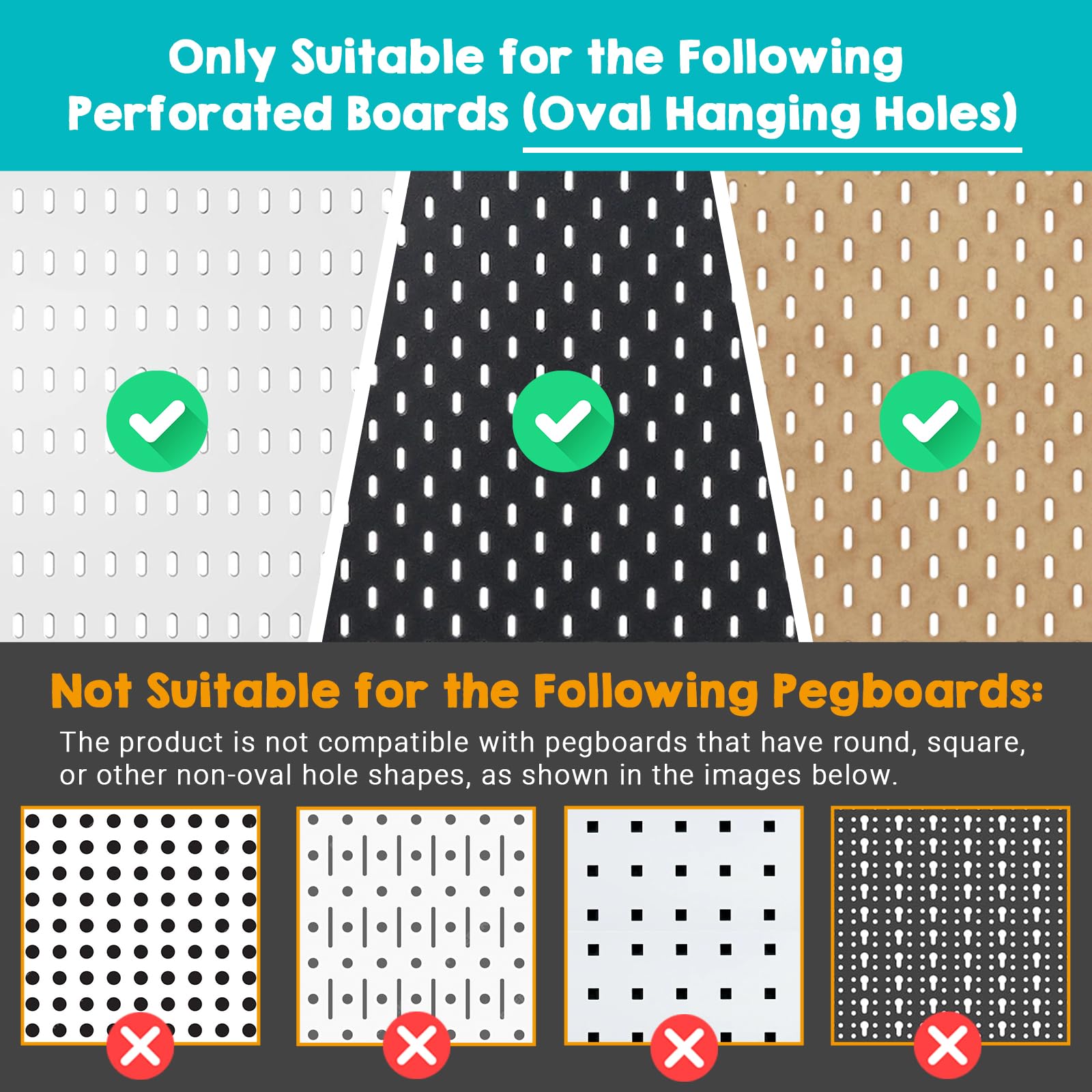 SEMPOMA Walnut Color Pegboard Shelf, Pegboard Accessories, Wooden Pegboard Shelves with Pegboard Hooks - Image 3