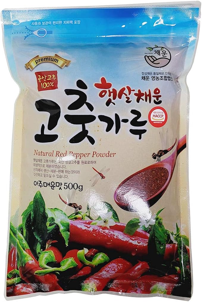 Amazon 自然乾燥 韓国産 唐辛子 韓国食品 キムチ材料 韓国調味料 500g 細挽き 粗びき 粗びき すごく辛い味 Chaeun 唐辛子 通販