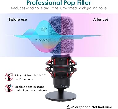 YOUSHARES QuadCast Microphone Windscreen, Furry Wind Cover Microphone Wind Shield Compatible with HyperX QuadCast Mic and HyperX QuadCast S microfono for Filter Ambient and Breathing Winds