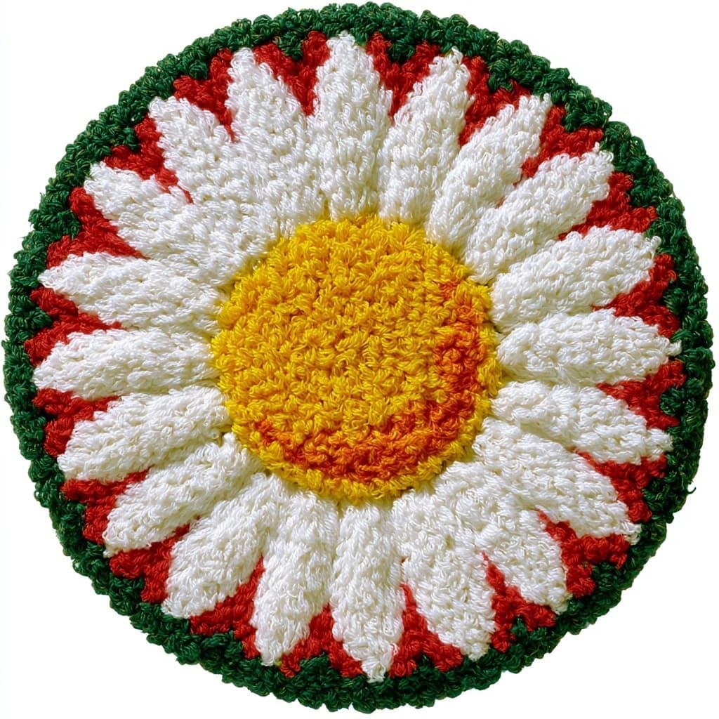 Ambattery Latch Hook Rug Kits-D Latch Hook Rug Kit Round Latch Hook Kits For Adults,Daisy Flowers