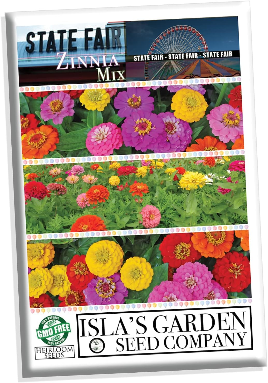 "State Fair Mix" Zinnia Flower Seeds for Planting, 100