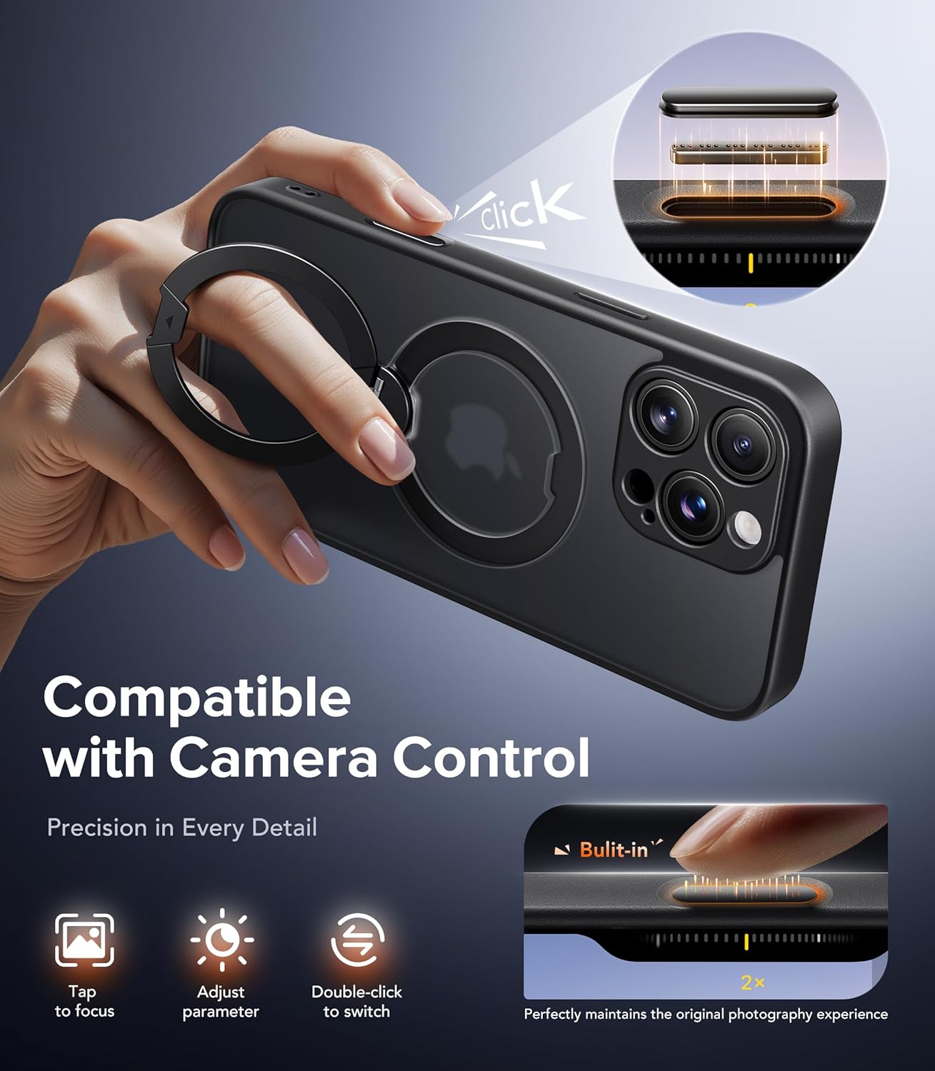 Magnetic for iPhone 16 Pro Case,[Unbreakable & Magnetic Stand][Military-Grade Protection] [Phone Case Compatible with MagSafe] Slim Translucent Matte Shockproof Phone Cover,Black - Image 9