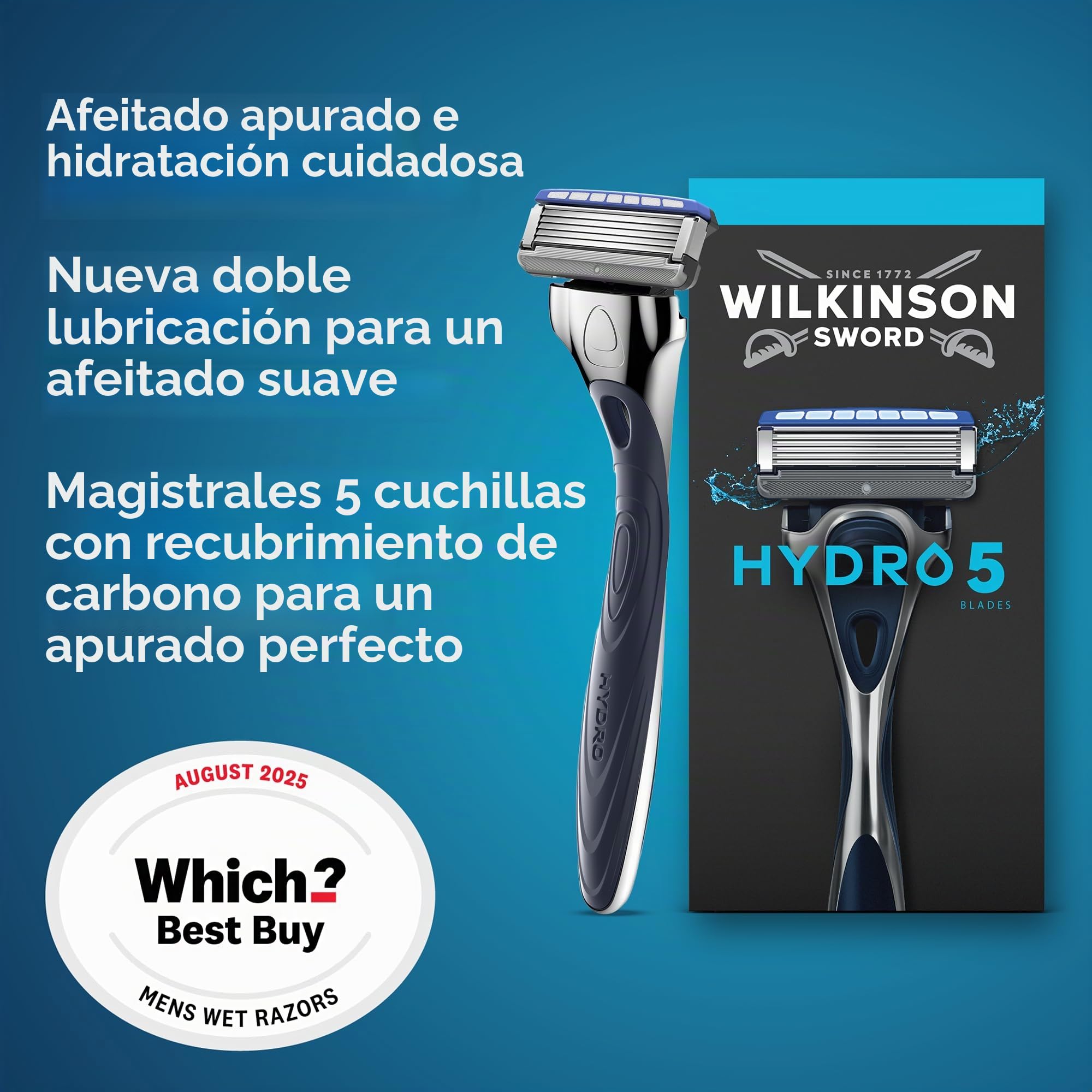 Wilkinson Sword Hydro 5 - Juego de cuchillas de recambio XXL de 12 recambios, acción hidratante y con revestimiento de carbono