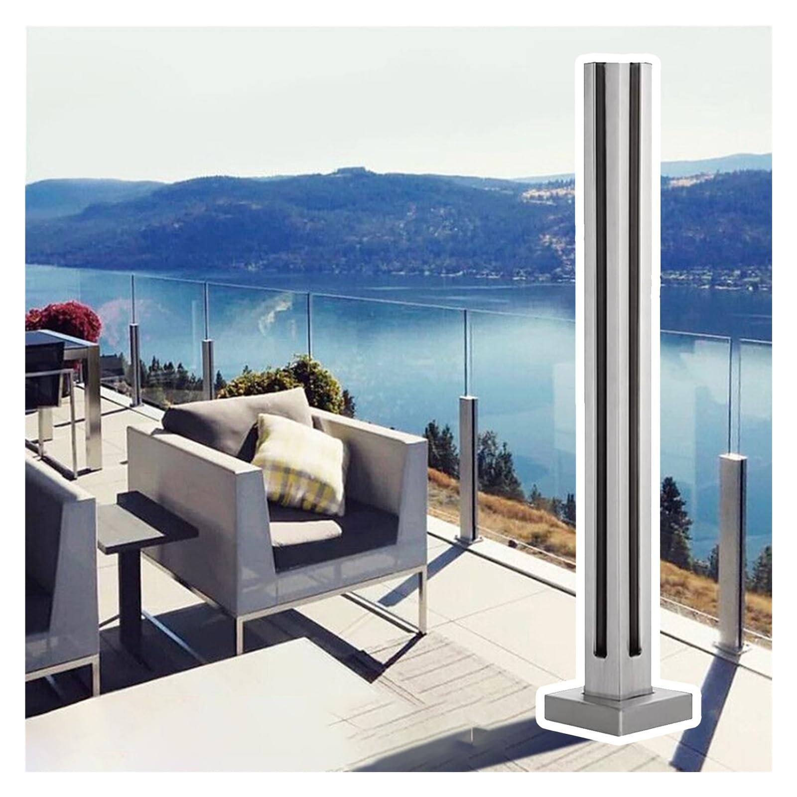 Garde-corps en verre extérieur escalier acier inoxydable pour balcon de villa moderne