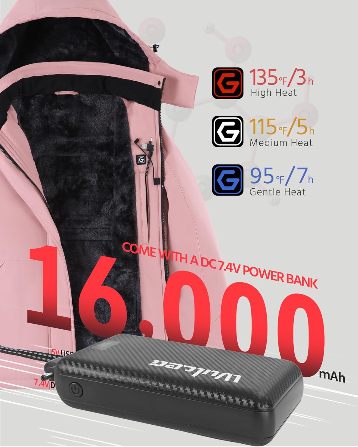 Wulcea Women Heated Jacket Graphene Tech Rain Snowboard Puffer Insulated Softshell Outdoor Winter Cool Birthday Gifts Idea Mother Daughter Wife Snow New Ideas Gift 2025 Christmas .M