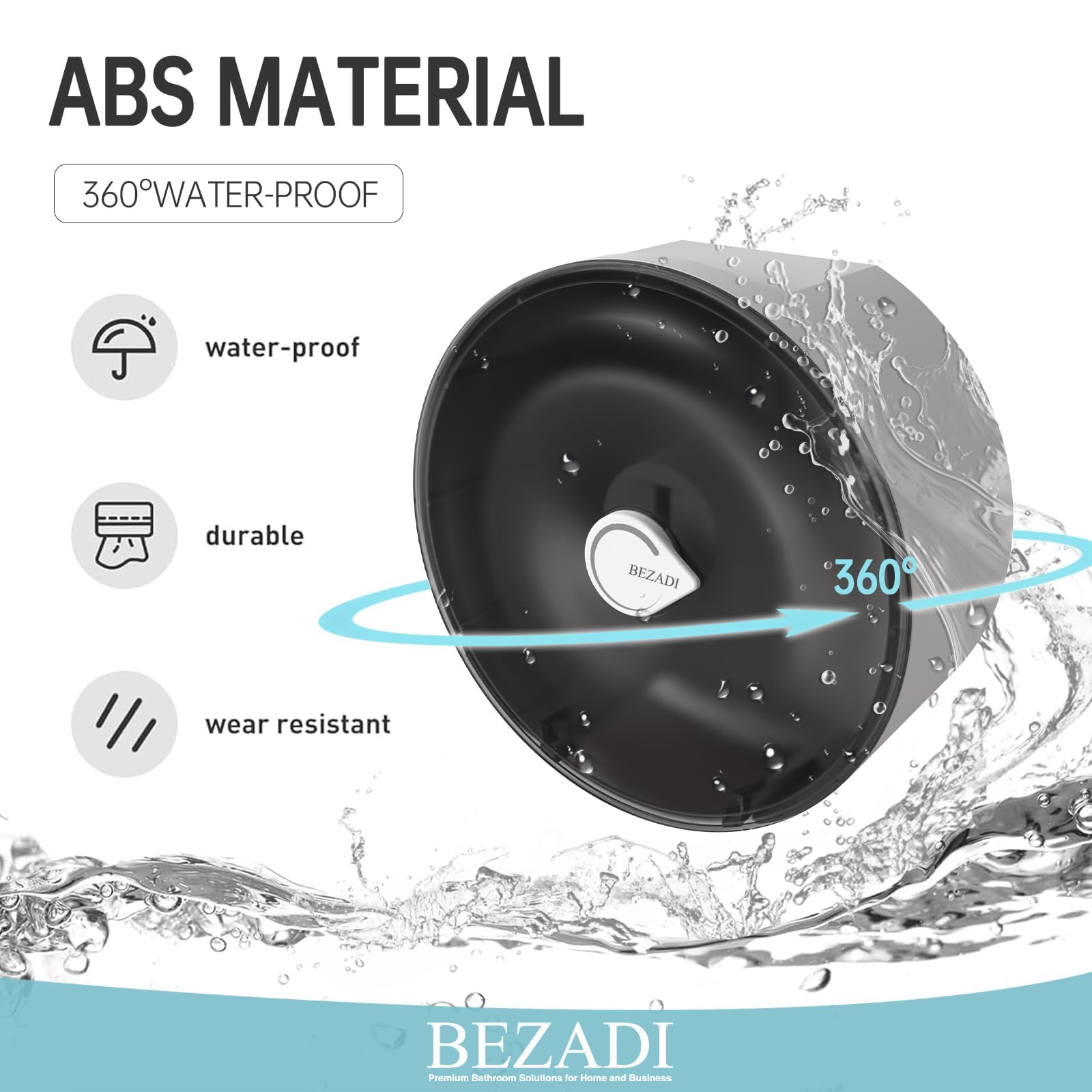 Dispensador de toallas de papel para baño, soporte de pared, color negro 510123