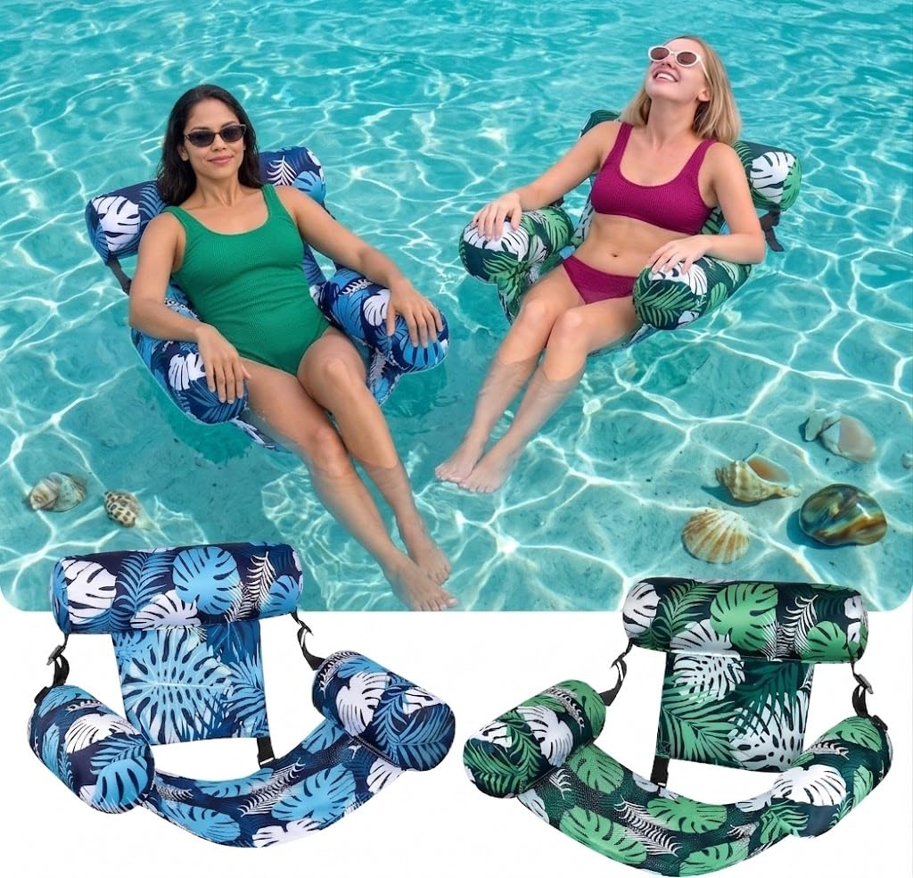 X2 Hamaca Flotante Piscina, Tamaño para Adultos, Hamaca Hinchable Piscina. Flotadores 4 En 1 De Uso Múltiple para Natación, Colchonetas Y Sillas Flotantes