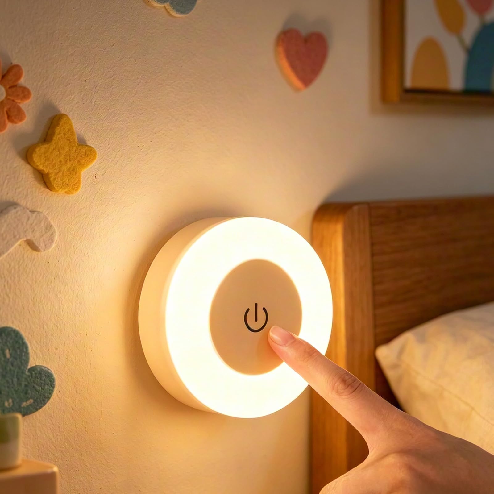 Rechargeable Night Light LED Touch Light, Magnetic Wireless Lamp with Stepless Dimmable Touch Control with 3 Colour Modes, Stick on Lights for Wardrobe Kitchen Cupboard Kids Nursery Bedroom Wall