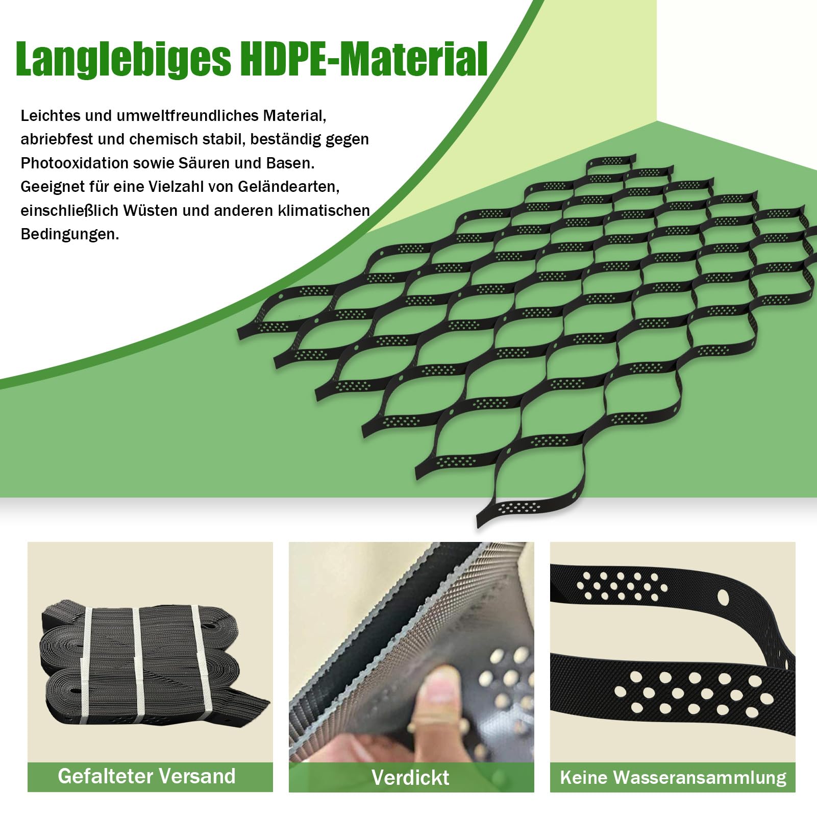 5 cm Dickes Kies-Bodengitter, 2 x 5 m – Geogitter-Gitter zur Stabilisierung von Einfahrten, Kies-Haltegitter, 800 kg pro Quadratfuß, Geocell-Geogitter für Gehwege, Wohnmobil-Parkplätze
