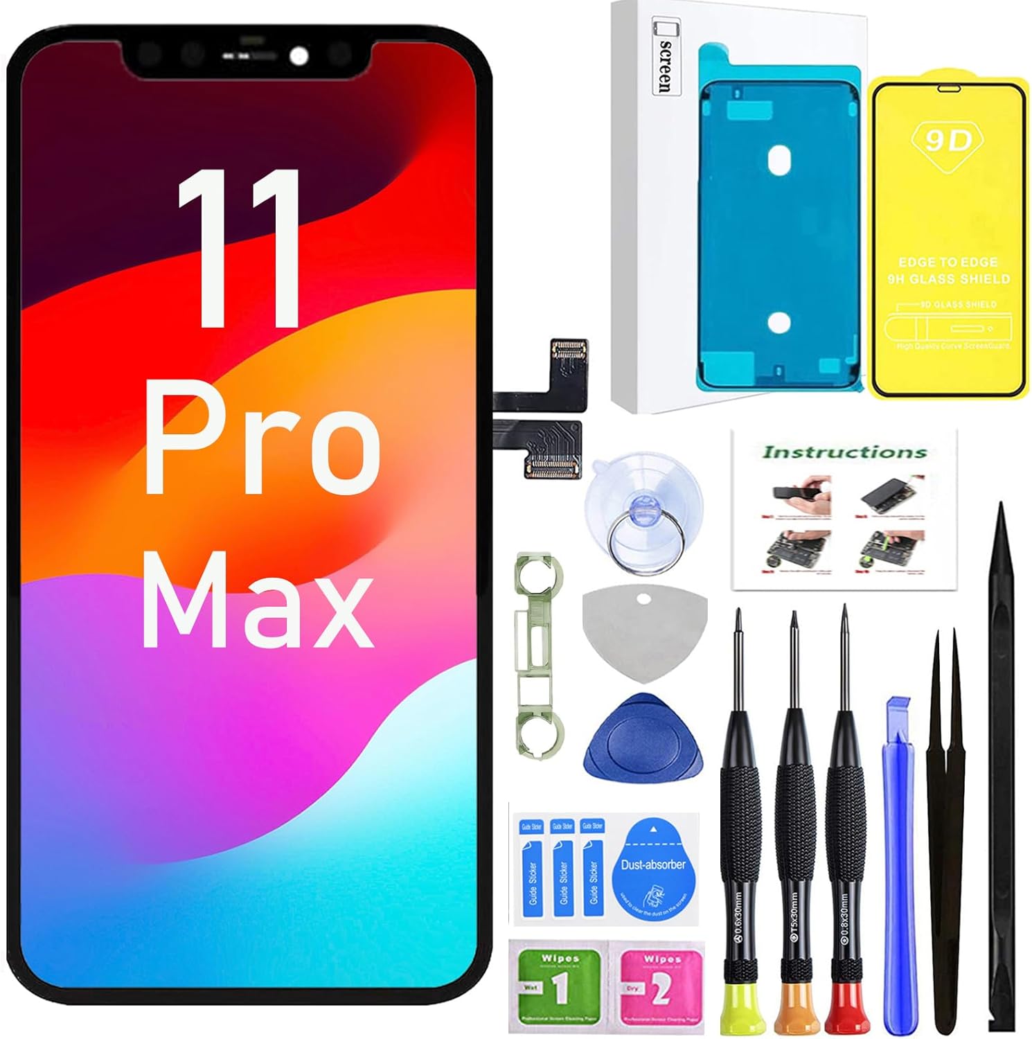 LEAFE for iPhone 11 Pro Max Screen Replacement,Full HD LCD 3D Touch Compatible with iPhone 11 Pro Max Screen Replacement 6.5 inch (Model A2161, A2218, A2220) with Repair Tools