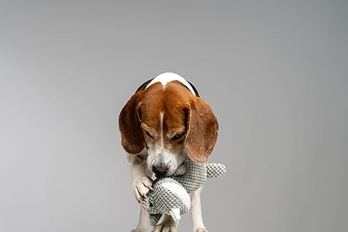 Miniatura 4 de Puffy Crew Juguete de peluche chirriante para perro, 8 pulgadas, rinoceronte de boca grande, gris