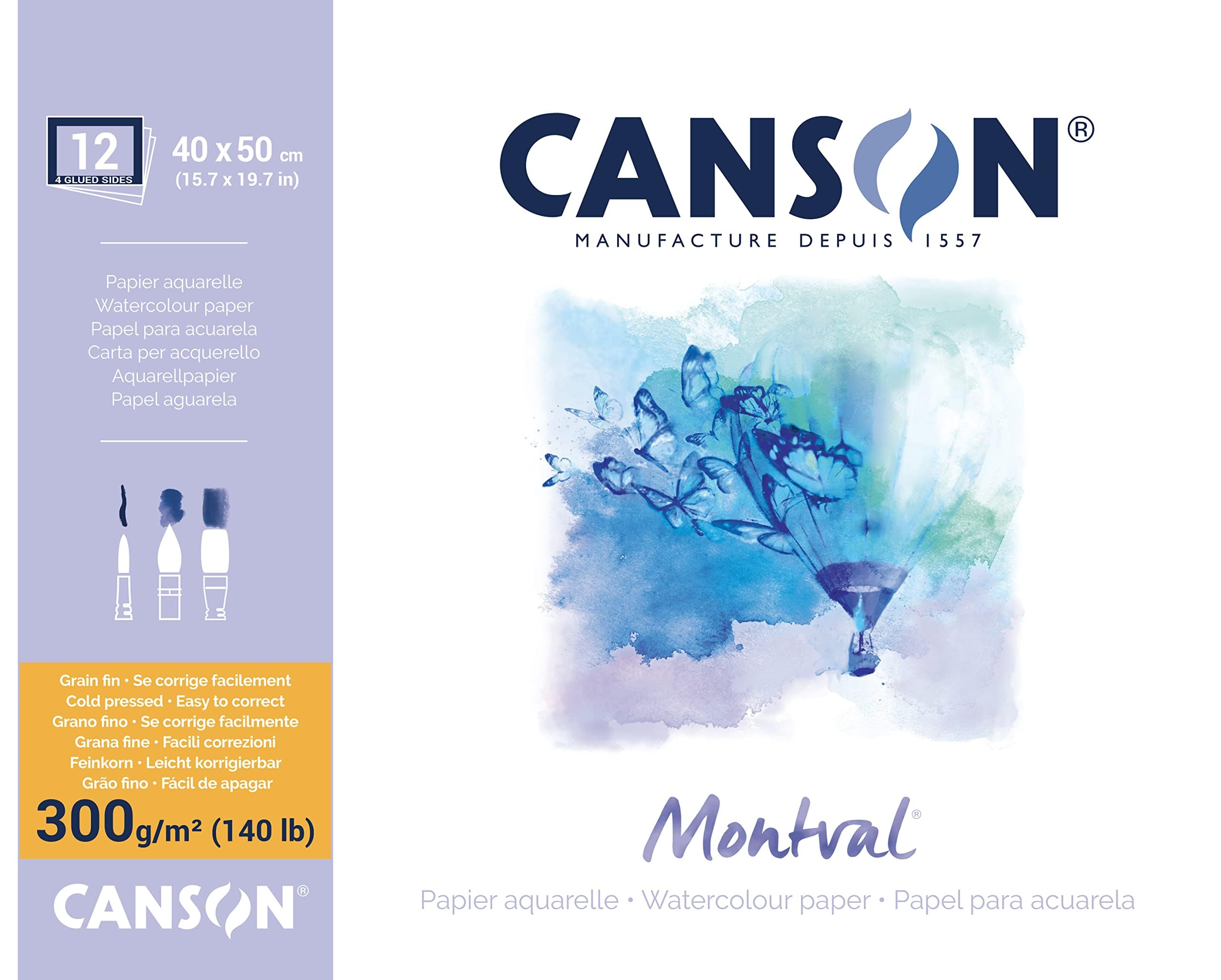 Canson Montval Block rundumgeleimt, 40 x 50 cm, 12 Blatt, 300 g/m²