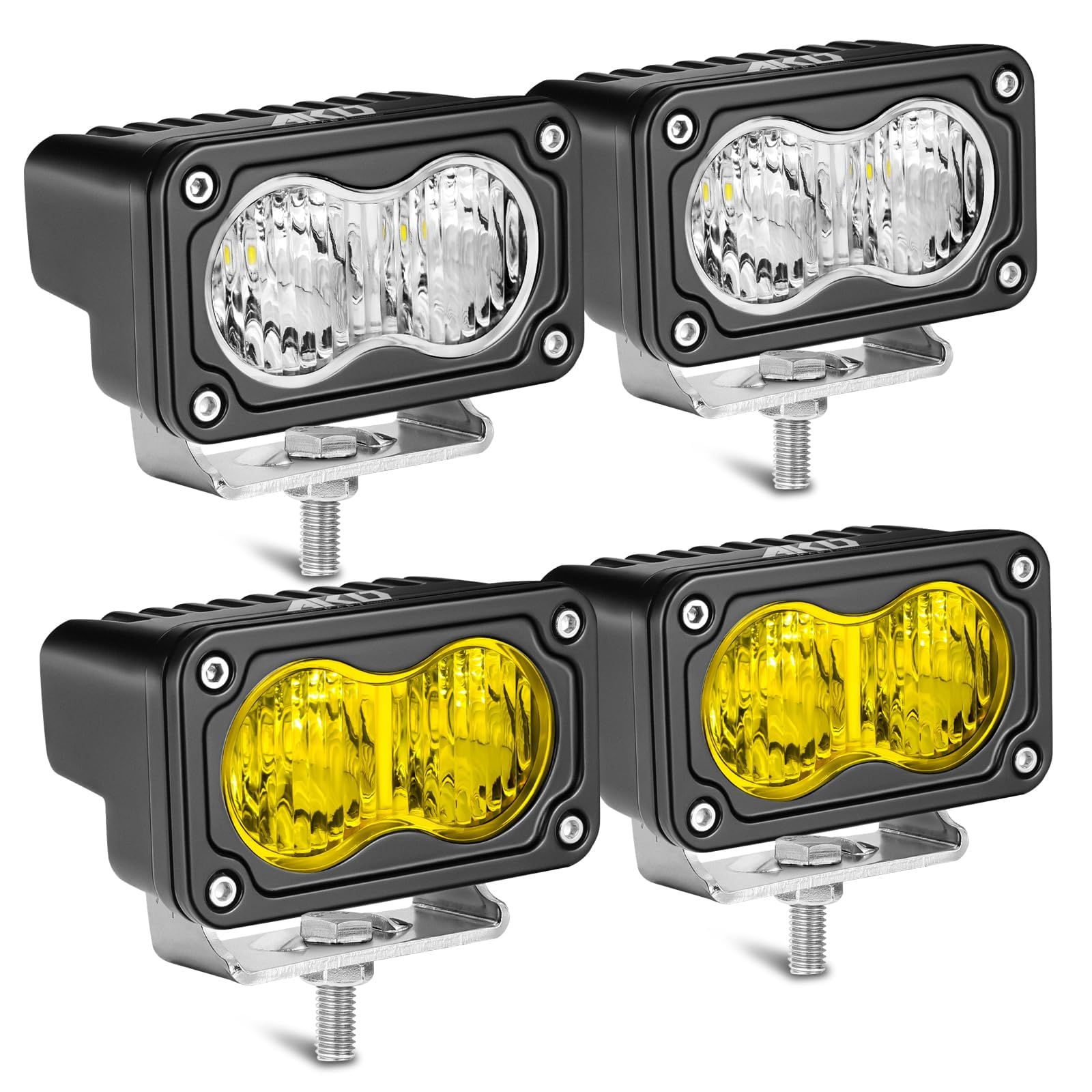 3" LED Pods 80W CREE LED Fog Lights Ditch Lights - White + Yellow