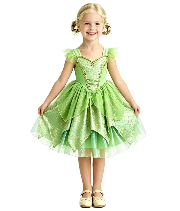 MDycW Tinkerbell for Girls Halloween Cosplay Outfits, Dress up for Girls 4-7 Birthday Gift by MDycW - Used condition - US$30.34