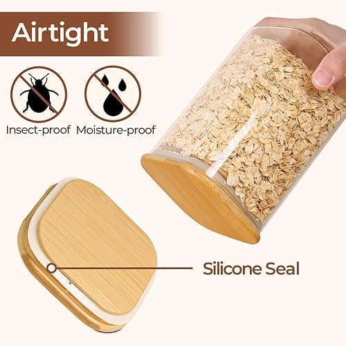 Miniatura 60 de ComSaf Recipientes de almacenamiento de alimentos con tapas herméticas, juego de 6, recipiente de vidrio transparente con tapa de sellado,